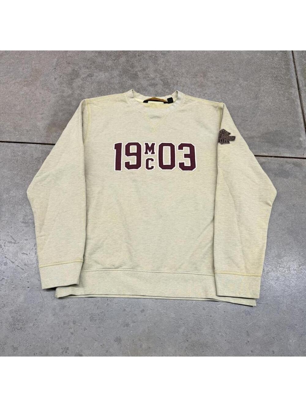 vintage harley davidson motorcycle club beige spell out crewneck size large
